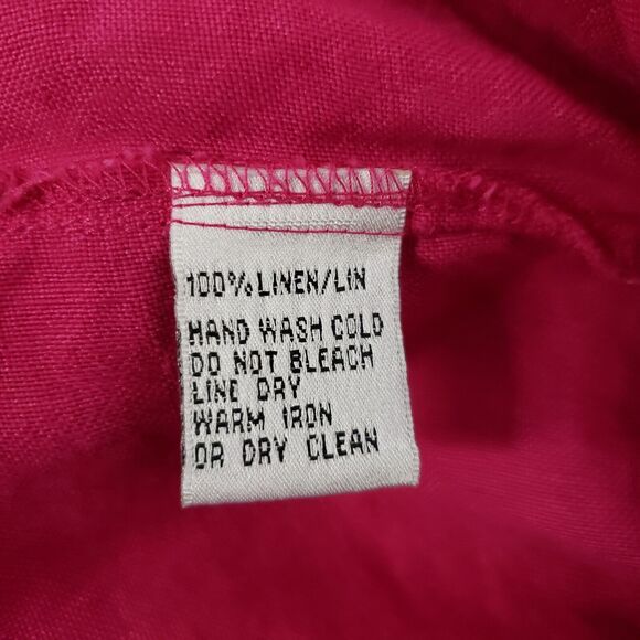 Talbots Womens Top Size 12 100% Irish Linen Hot Pink 3/4 Sleeve Button Up Blouse - Picture 8 of 8